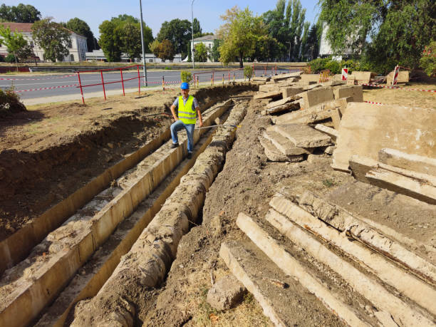 istock Repairing old district heating pipeline in concrete trench 2167164748