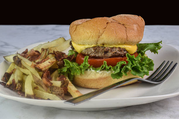istock cheese burger on a bulkie roll  with fries 2167168637