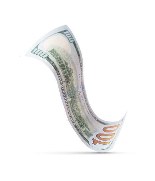 istock One Hundred Dollar Bill Floating Down To Surface with Drop Shadow Isolated on a White Background. 2167168946