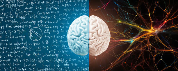 Split Brain Illustration with Mathematical Equations and Neural Networks