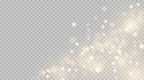 golden dust light png. christmas glowing bokeh confetti and sparkle overlay texture for your design. stock royalty free vector illustration. - блёстки stock illustrations