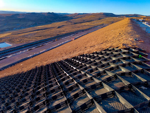 istock Installation process of geosynthetics in industry and mining 2167182781