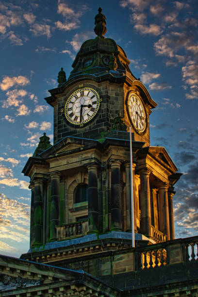 istock Historic clock tower against a dramatic sky at dusk, showcasing intricate architecture and timeless design in Lancaster. 2167191107