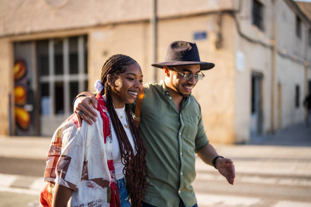 Diverse Couple Enjoying a Sunny Day Outdoors