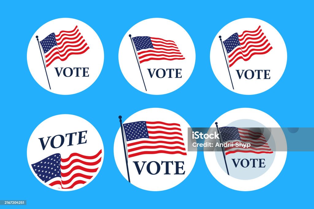 Vote Circle Sticker Vote Buttons On Election Day I Voted Sticker Set Circle Vote Bage Or ...