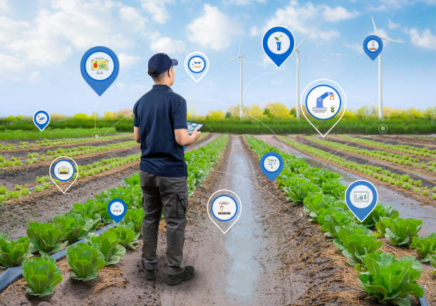 istock Agriculture technology with smart farm connect to digital tablet 2167204316