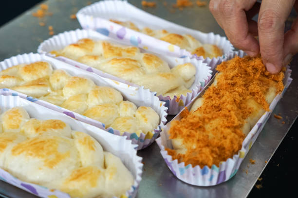 istock The making of chicken floss bun or bread. Close up. 2167206464