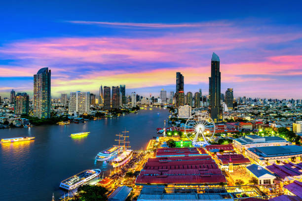 istock Bangkok city and Chao phraya river at twilight, Thailand. 2167208836