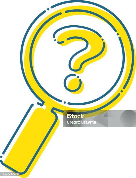 Dashed Magnifying Glass And Question Mark Illustration Material Stock ...