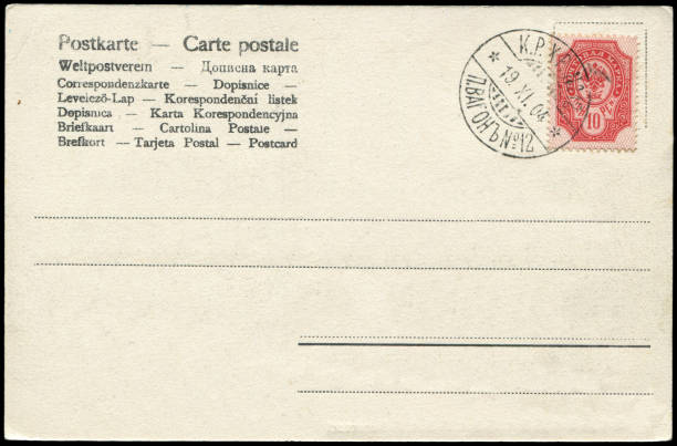 istock a vintage blank postcard sent from Russia in 1900s,  ready for any usage related to mail delievery description of  historic events background. 2167219848