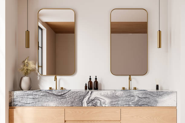 istock Luxury home bathroom interior with sink and accessories, closeup 2167230767