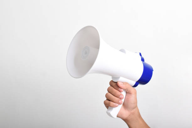 istock Megaphone in man's hand. Concept of hiring. Copy space 2167236372