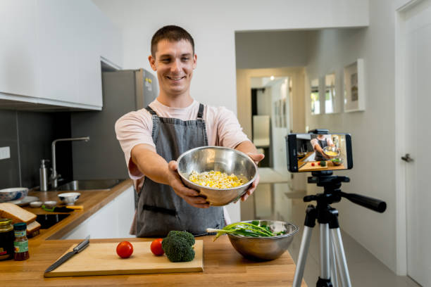istock The chef is broadcasting live from workshop how to prepare a vegetarian food 2167241735