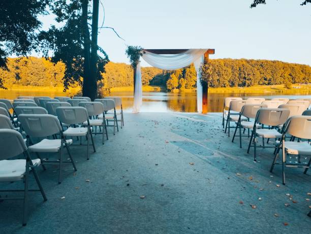 outdoor session of a wedding event in nature