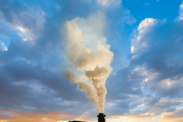 Factory fumes pollute the environment