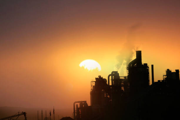 Factory fumes pollute the environment