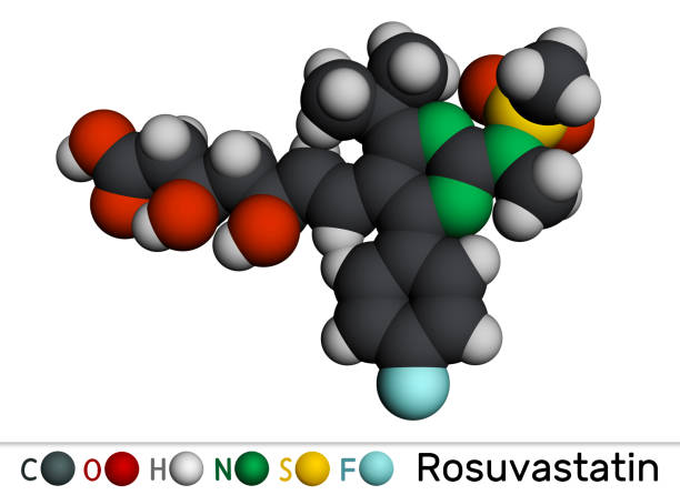 istock Rosuvastatin molecule. Statin, lipid-lowering drug. Molecular model. 3D rendering 2167253457
