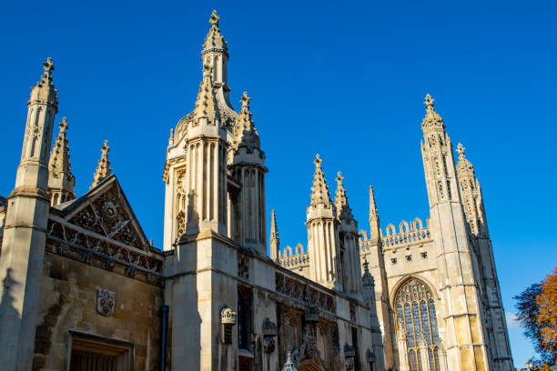 istock Gothic architecture of an old cathedral against a clear blue sky. 2167253710