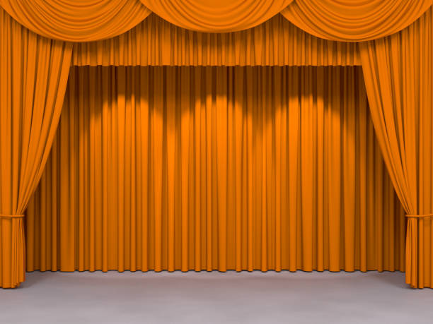 istock Luxury stage or windows curtains, realistic 3D illustration 2167255279