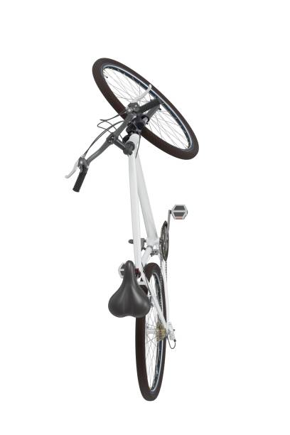 istock White bicycle standing on kickstand, top view isolated on white background, 3D illustration 2167255394