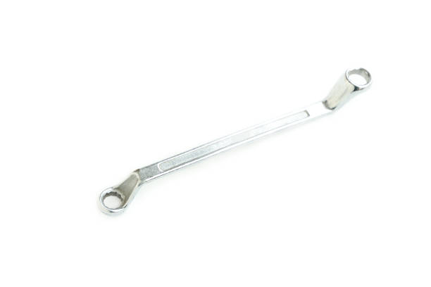 istock Metal wrench isolated on white background, Chrome metal spanner 2167260212