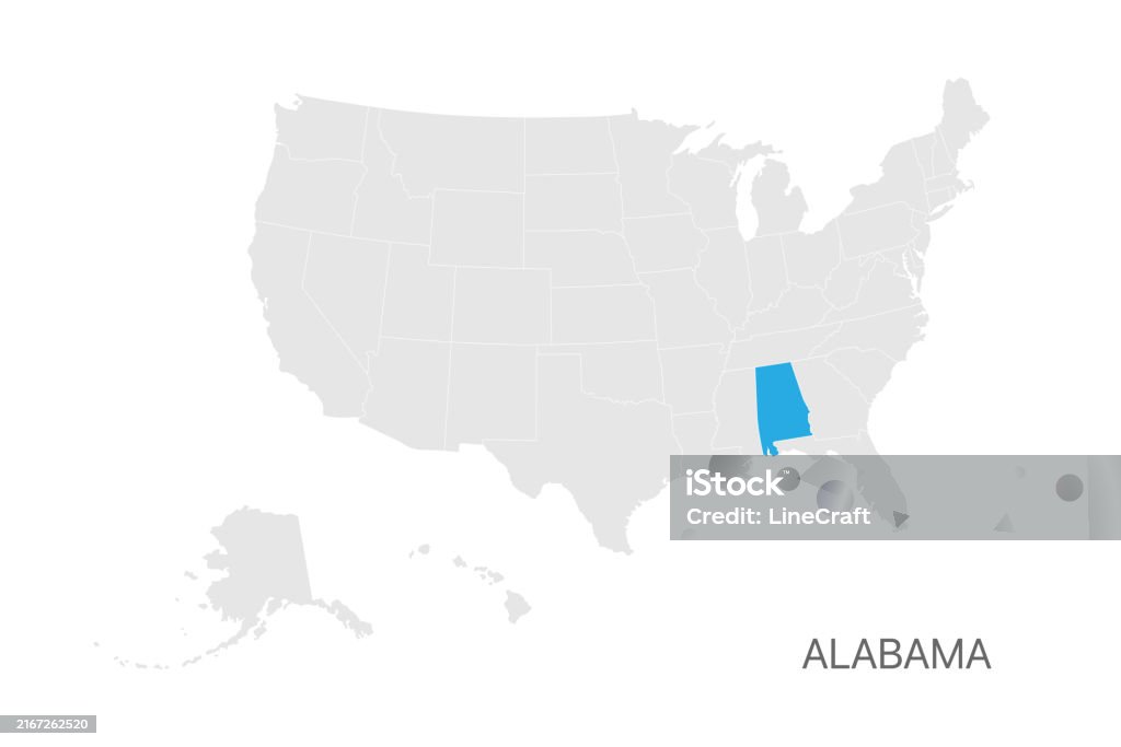 Alabama In Usa Usa Map With Alabama State Highlighted Easy Editable For Design Stock ...