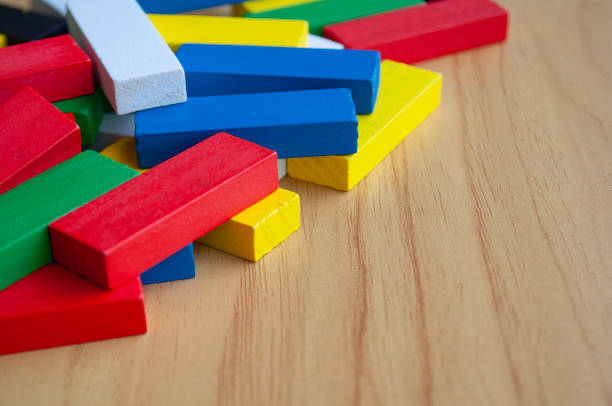 istock Multicolored wooden blocks with customizable space for text or ideas. Toys and copy space concept 2167262668