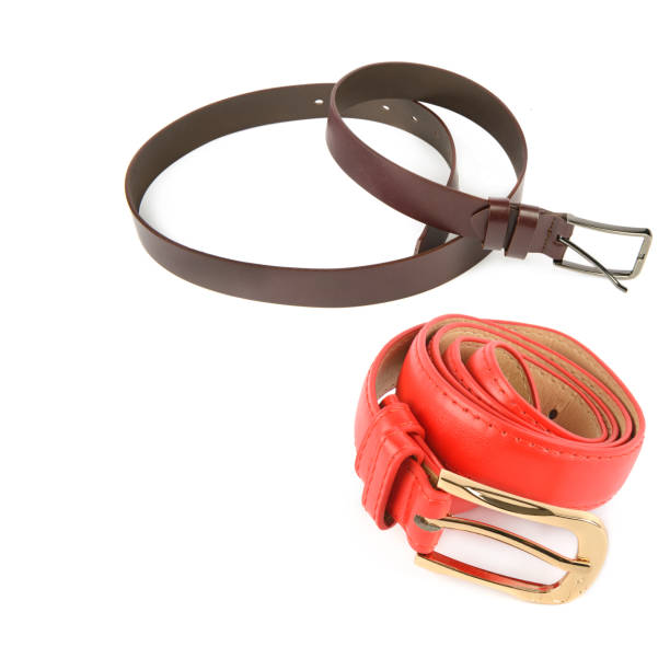 istock Two leather women's belts isolated on white. There is free space for text. Collage. 2167262729