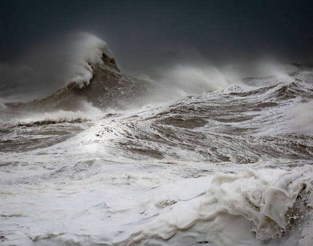 Huge waves created during a named storm that hit the South Coast of England in 2020
