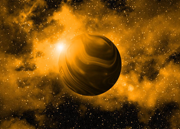 Unknown planet from outer space. Space nebula. Cosmic cluster of stars. Outer space background. 3D Illustration.