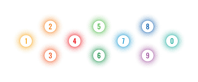 09numbers Round Halftone And 09 Numbers On White Background Stock Illustration ...
