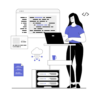 Backend Development Coding And Programming Woman Write Test And ...