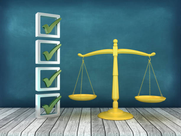 Legal Weight Scale with Check List - Chalkboard Background - 3D Rendering