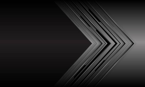 istock Abstract metal arrow black line circuit cyber geometric on dark grey  blank space design modern futuristic technology background vector 2167275912