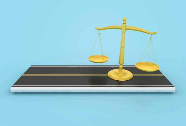 Legal Weight Scale with Road - Colored Background - 3D Rendering