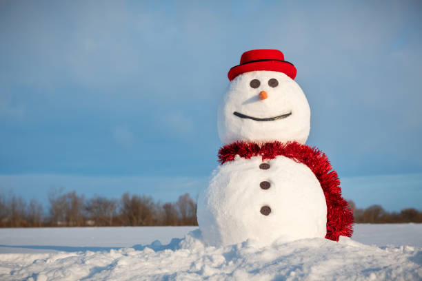 istock Funny snowman in stylish red hat 2167279298