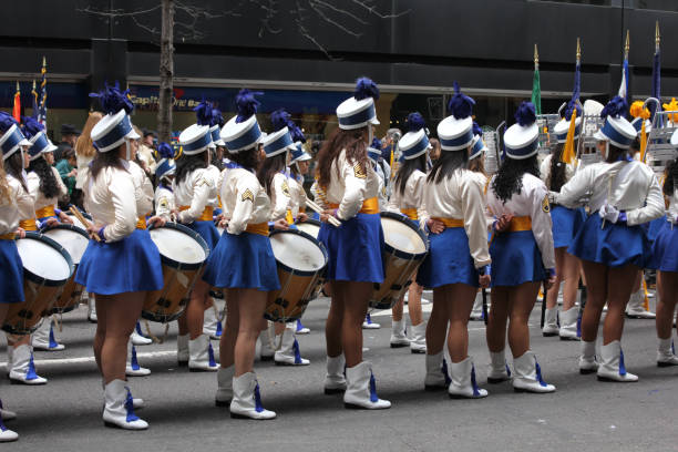 Norfolk, Virginia USA:  April 20th 2024:  During the 75th annual NATO parade high school marching bands from across the United States and abroad march in the parade.