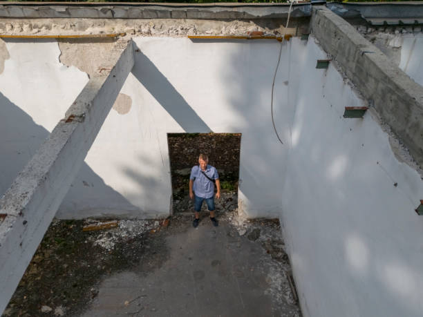 istock Roofless ruined business building 2167282626