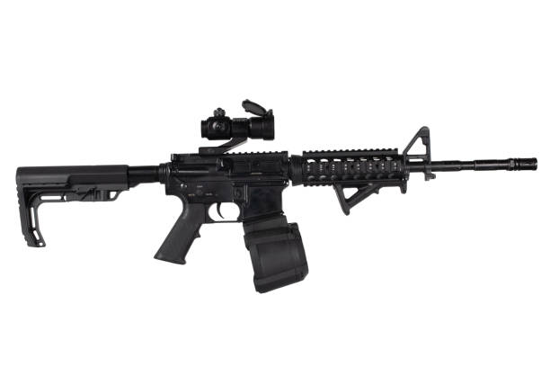 istock AR-15 assault rifle with drum magazine 2167283040