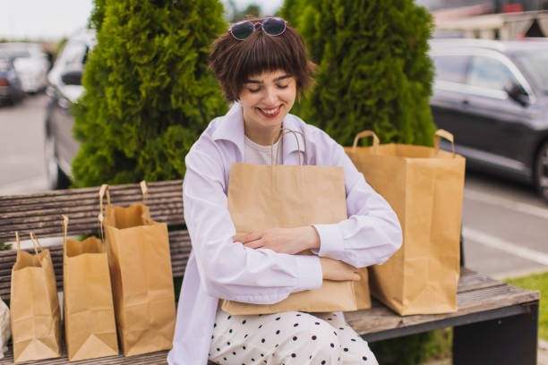 Woman with shopping bags.