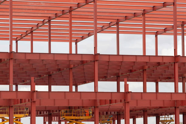 istock A fragment of a large steel frame structure. Metal construction during the construction of large industrial premises 2167287551