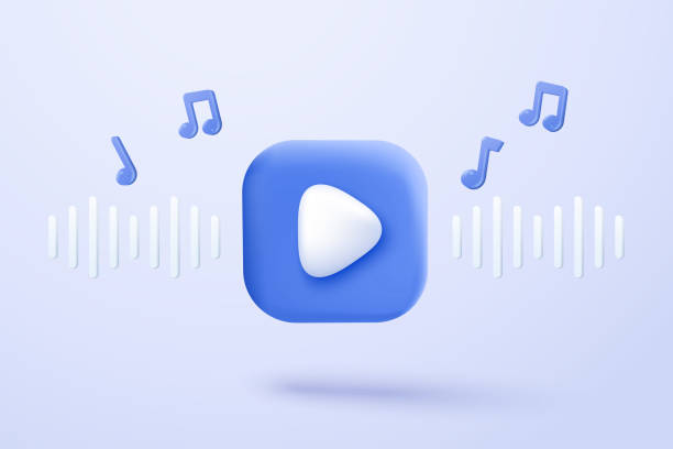 istock 3d social media play video in background. Red round play button for start multimedia with colorful concept of video, audio playback. 3d media player button icon rendering vector illustration 2167300335