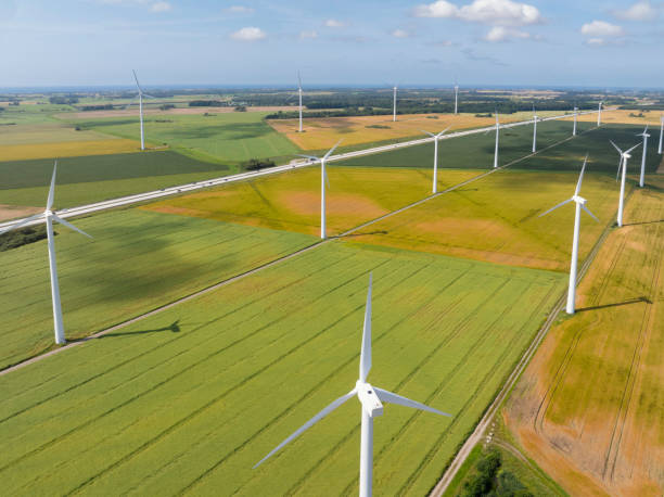 istock Wind turbines in a countryside landscape 2167305499