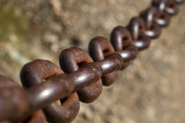 istock Rusty chain close-up, selective focus, shallow depth of field 2167305659