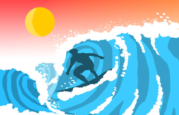 istock Silhouette of a surfer riding a big wave at sunset 2167315012