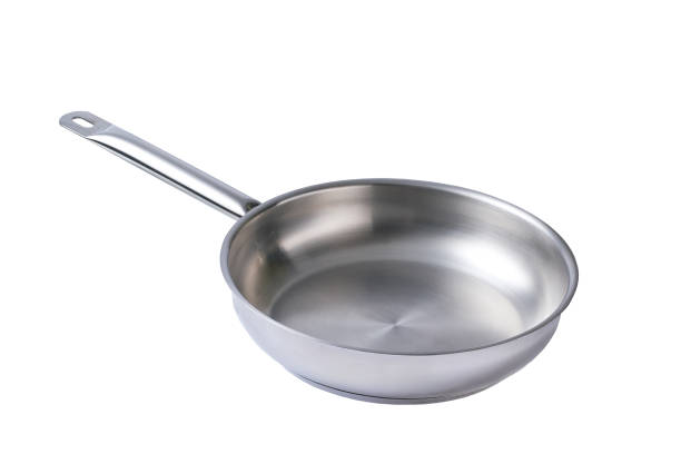 istock Stainless steel frying pan isolated on a white background. With clipping path. 2167319418