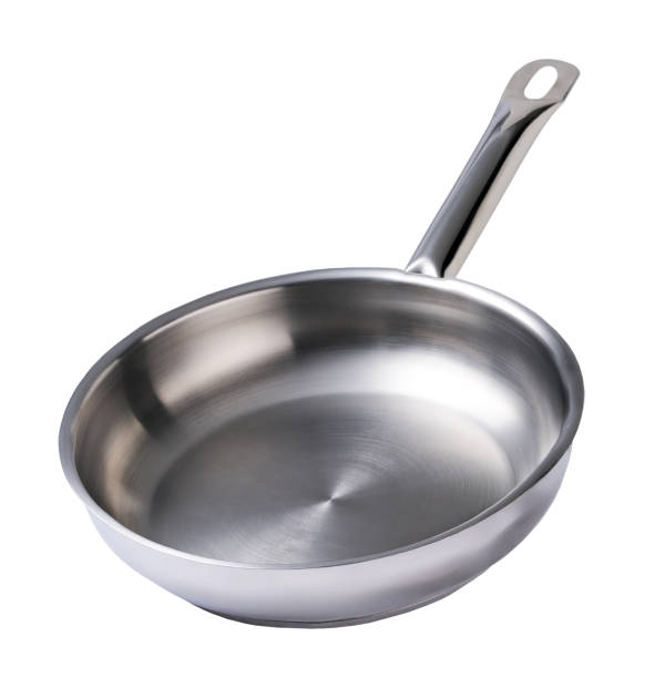 istock Stainless steel frying pan isolated on a white background. With clipping path. 2167319435