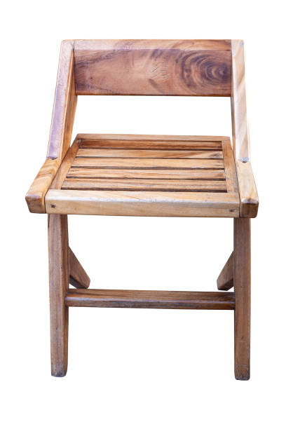 Wooden chair isolated on white background with clipping path
