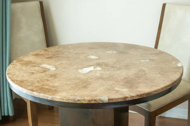 istock Round marble table interior background for mockup product display 2167322243
