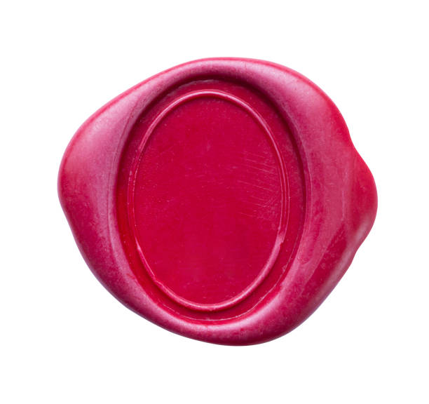 istock Red wax stamp seal isolated on white background 2167323264